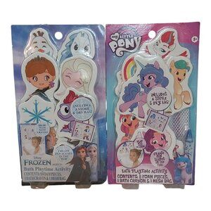 2PK My Little Pony/Frozen 8 Foam Pcs Bath Playtime Activity W/Mesh Bag